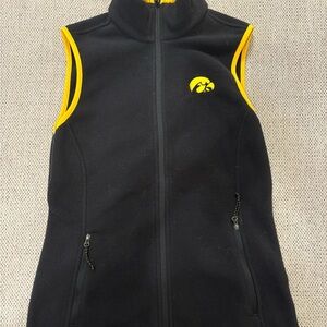 Iowa Hawkeyes Vest Womens Medium Black Yellow Fleece College Sports University